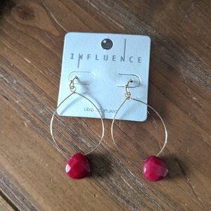 Boho Dark Red Stone Earrings